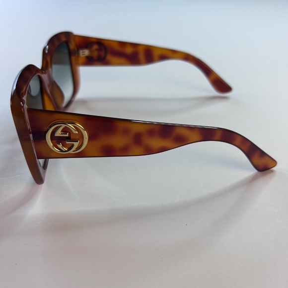 GUCCI Oversized Square Blonde Havana Green Classic Sunglasses GG0141S 3814 - Picture 7 of 16